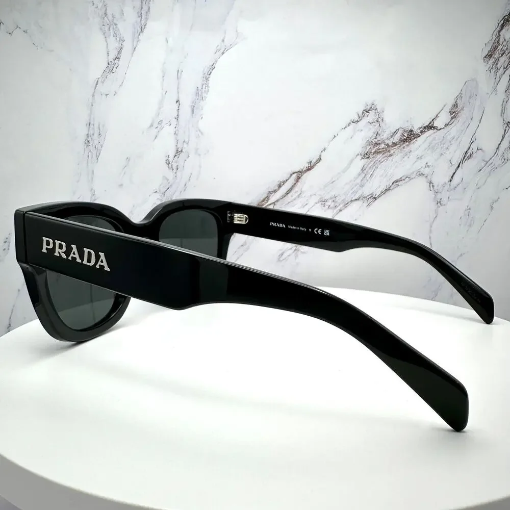 New PRADA Sunglasses PR C04S 16K08Z Black Square Acetate Grey Lens 52-22-145 - Picture 5 of 16